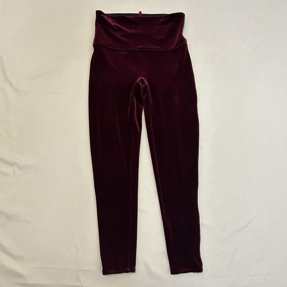 Spanx Velvet Leggings High Waisted Red Burgundy - Size XL - Picture 2 of 11